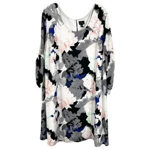 Worthington Plus‎ Size 20W Dress Floral Chiffon Lined Keyhole Shift Knee 182